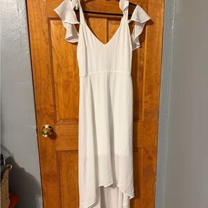 Express White High Low Dress with Ruffle Straps